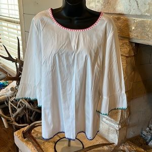 Talbots size Large size back white with multiple color embroidery